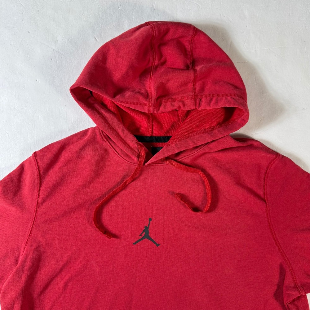 Jordan Hoodie Mens Large Center Jumpman Logo Hoodie Red Pullover Sweatshirt